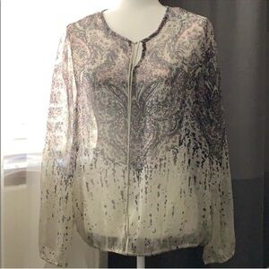 🩶 a.n.a. Sheer Paisley Blouse
